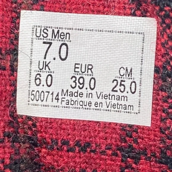 Vans Shoes Atwood Wool Plaid Mens Boys Size 7 Dark Grey Red Black Lace Up Padded - Picture 12 of 14